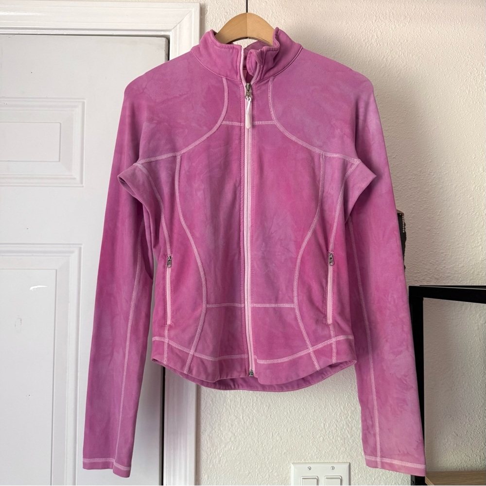 LULULEMON ATHLETICA magenta pink‎ garment dyed full zip knit athletic jacket